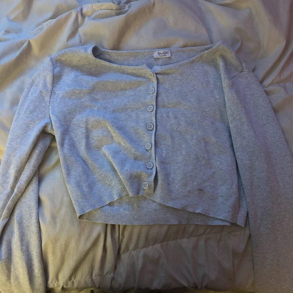 Gray long sleeve crop shirt